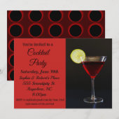 Elegant Red Black Cocktail Party Uitnodiging (Voorkant / Achterkant)