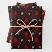 Elegant Red, Black en Gold  Patronen Inpakpapier Vel (In situ)