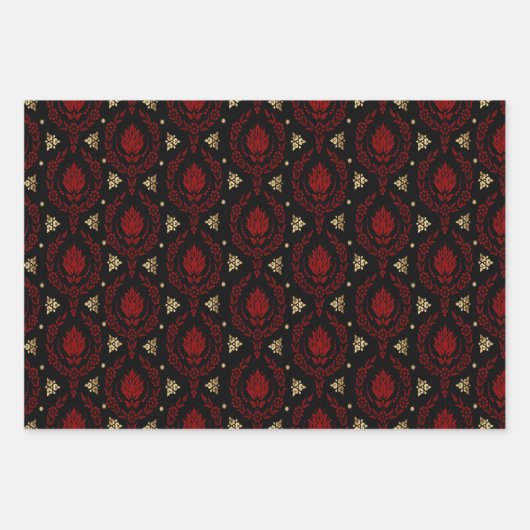 Elegant Red, Black en Gold  Patronen Inpakpapier Vel (Voorkant)