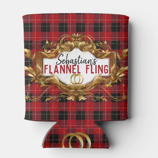 Elegant Red & Black Flannel | Plegweddenschap Blikjeskoeler (Achterkant)