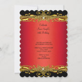 Elegant Red Black Gold 60th Birthday Party Kaart (Achterkant)