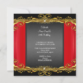 Elegant Red Black Gold 60th Birthday Party Kaart (Achterkant)