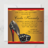 Elegant Red Black Gold Birthday Kaart (Achterkant)