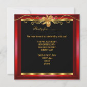 Elegant Red Black Gold Birthday Kaart (Achterkant)