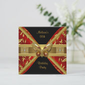 Elegant Red Black Gold Butterfly Afbeelding Party Kaart (Staand voorkant)