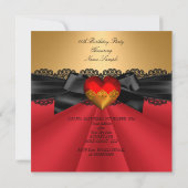 Elegant Red Black Gold Heart Birthday Kaart (Achterkant)