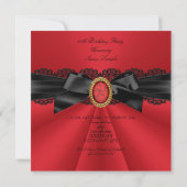 Elegant Red Black Gold Jewel Birthday Party Kaart (Achterkant)