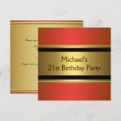 Elegant Red Black & Gold Metal 21ste verjaardag Kaart (Voorkant / Achterkant)
