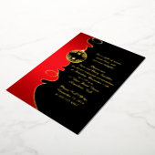 Elegant Red Black Gold Swirls kerstfeest Folie Uitnodiging (Gedraaid)
