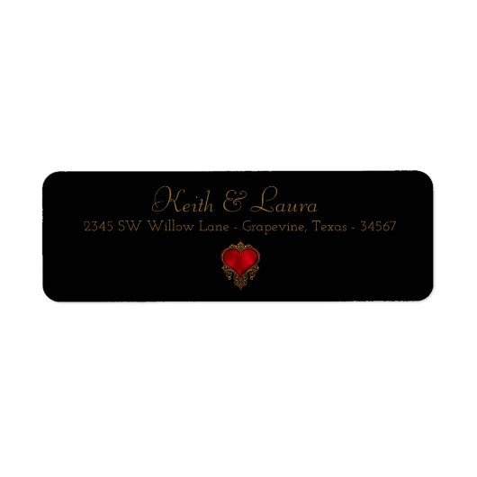 Elegant Red Black Gold Weduwlabel Etiket (Voorkant)