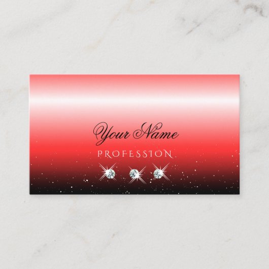 Elegant Red Black Gradient Sparkle Jewels Modern Visitekaartje (Voorkant)