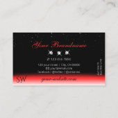 Elegant Red Black Gradient Sparkle Jewels Monogram Visitekaartje (Achterkant)