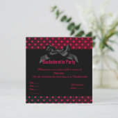 ELEGANT RED BLACK hart BACHELORETTE INVITATIE Kaart (Staand voorkant)
