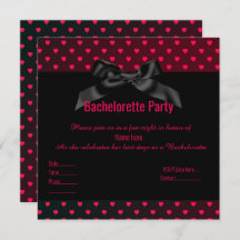 ELEGANT RED BLACK hart BACHELORETTE INVITATIE