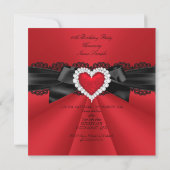 Elegant Red Black Heart Birthday Party Kaart (Achterkant)