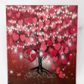 Elegant Red & Black Heart Leaf Wedding Drieluik Uitnodiging (Binnenzijde eerst)