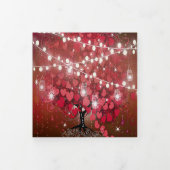 Elegant Red & Black Heart Leaf Wedding Drieluik Uitnodiging (Cover)