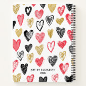 Elegant Red Black Hearts Jouw naam Sketchbook Notitieboek (Achterkant)