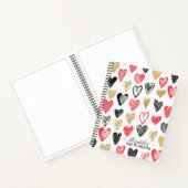Elegant Red Black Hearts Jouw naam Sketchbook Notitieboek (Binnen)