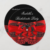 Elegant Red Black Lace Party Diamond Bow 2 Kaart (Voorkant / Achterkant)