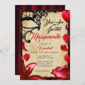 Elegant Red Black Masquerade Ball Halloween Party Kaart (Voorkant / Achterkant)