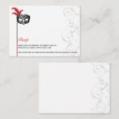 Elegant Red Black Masquerade RSVP Informatiekaartje (Voorkant / Achterkant)