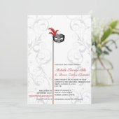 Elegant Red Black Masquerade Wedding Invitations Kaart (Staand voorkant)