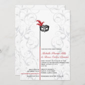 Elegant Red Black Masquerade Wedding Invitations Kaart (Voorkant / Achterkant)