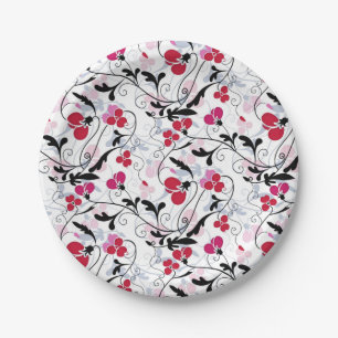 Elegant  Red Black Ornamental Florence Papieren Bordje