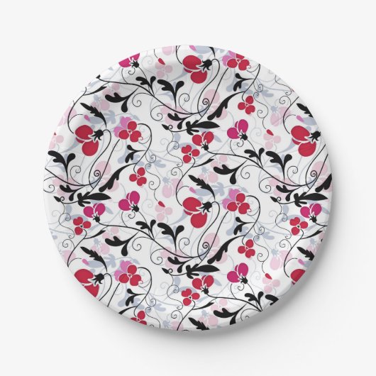 Elegant  Red Black Ornamental Florence Papieren Bordje (Voorkant)