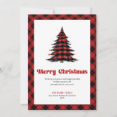 Elegant Red Black Plaid Christmas Greeting Card Feestdagenkaart (Voorkant)