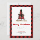 Elegant Red Black Plaid Christmas Tree Greeting Feestdagenkaart (Voorkant)