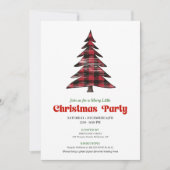 Elegant Red Black Plaid Holiday Party Invitation Kaart (Voorkant)