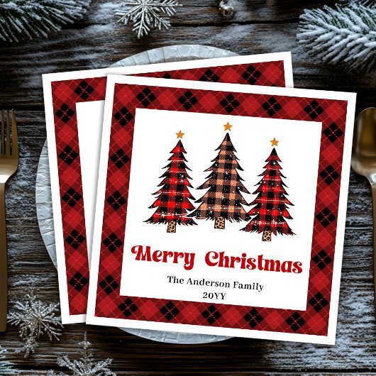 Elegant Red Black Plaid Napkin for Holiday Table Servet