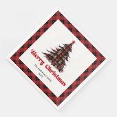 Elegant Red Black Plaid Tree Napkin Editable Servet (Hoek)