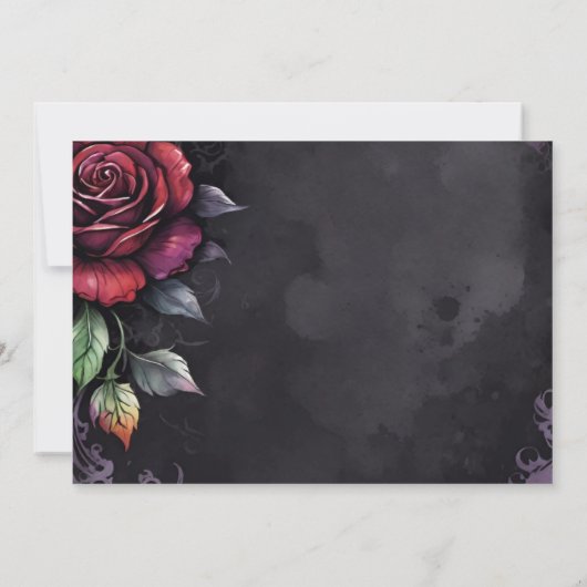 Elegant Red & Black Roses Gothic Wedding Save The Date (Achterkant)