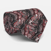 Elegant Red Black Swirl Marble  Stropdas (Opgerold)