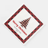 Elegant Red Black Tartan Tree Napkin Custom Servet (Hoek)