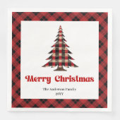 Elegant Red Black Tartan Tree Napkin Custom Servet (Voorkant)