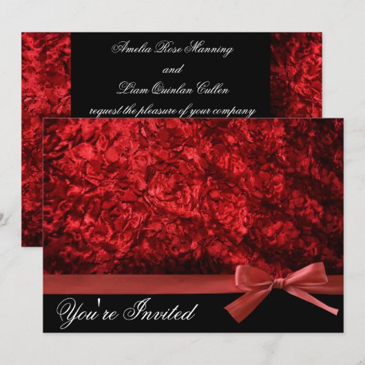 Elegant Red & Black-uitnodigingen Kaart (Voorkant / Achterkant)