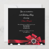 Elegant Red Black White Polka Dots Birthday Party Kaart (Achterkant)