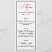 Elegant Red Black & White Script Wedding Menu Kaar (Voorkant)
