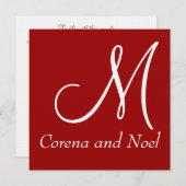 Elegant Red Black & White Wedding Invite Kaart (Voorkant / Achterkant)