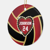 Elegant Red, Blackand Gold Volleyball Keramisch Ornament (Links)