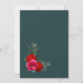 Elegant Red Blauwgroen Gold Floral Wedding Kaart (Achterkant)