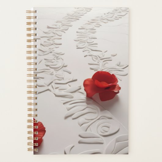 Elegant Red Blossom Path Floral Art Planner (Voorkant)