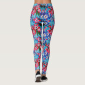Elegant Red Blue en White Flower Leggings (Achterkant)