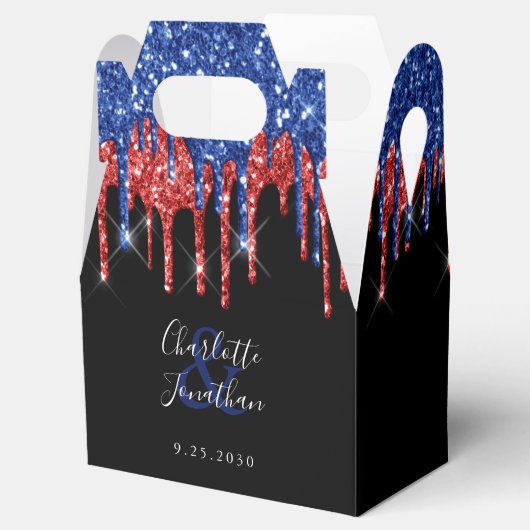 Elegant Red Blue Glitter bestuurt het patriottisch Bedankdoosjes (Geopend)