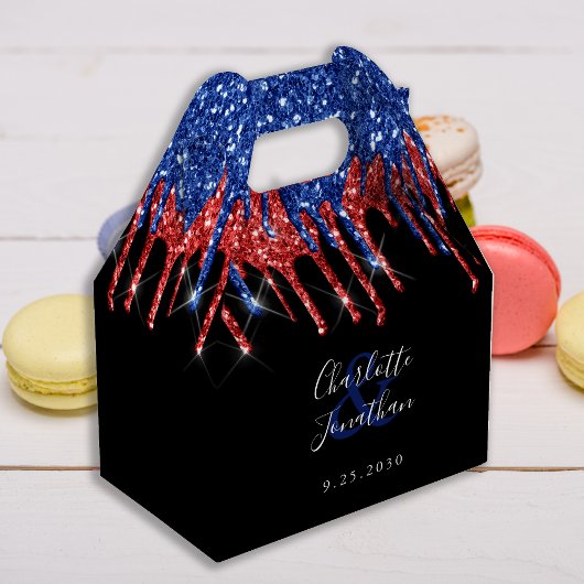 Elegant Red Blue Glitter bestuurt het patriottisch Bedankdoosjes