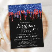 Elegant Red Blue Glitter bestuurt patriottische ve Briefkaart